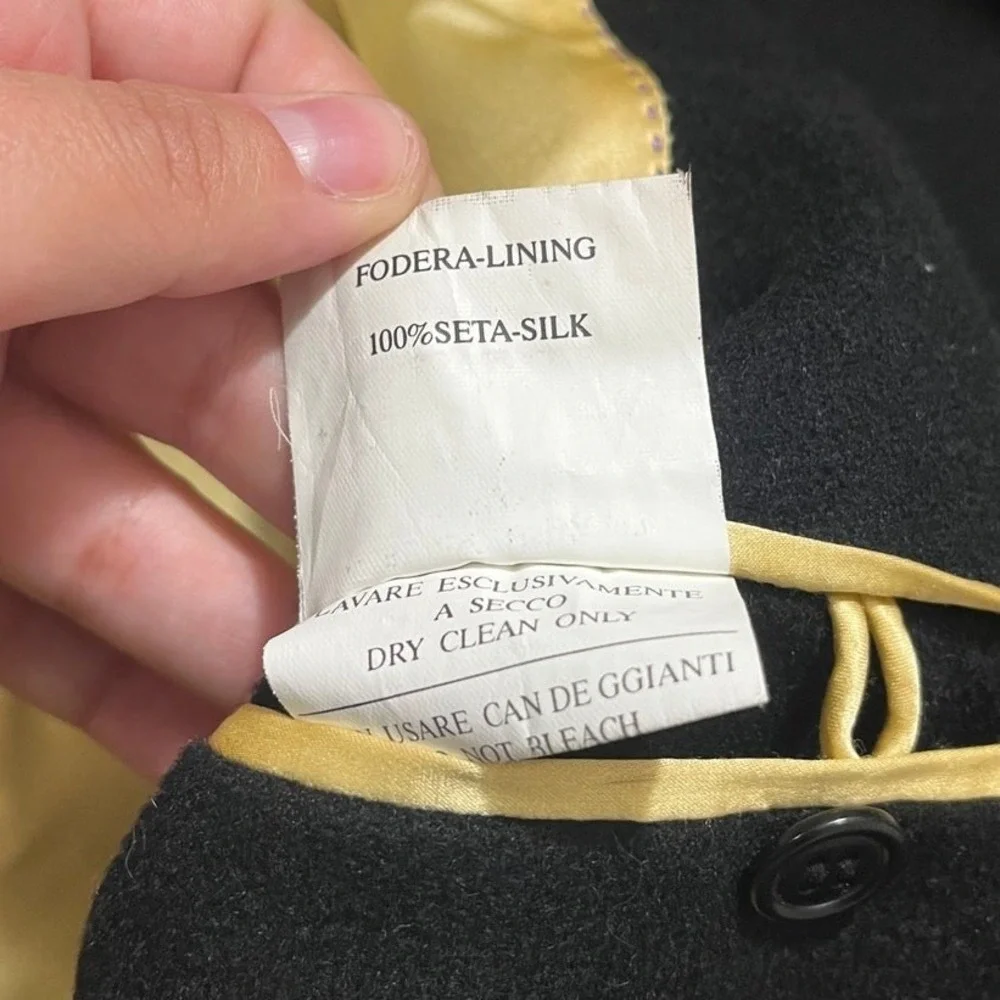 Peter Millar Coat Mens Large Black 100% Cashmere Silk Lined Car Coat Jacket